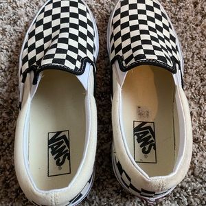 Checkerboard Vans slip on